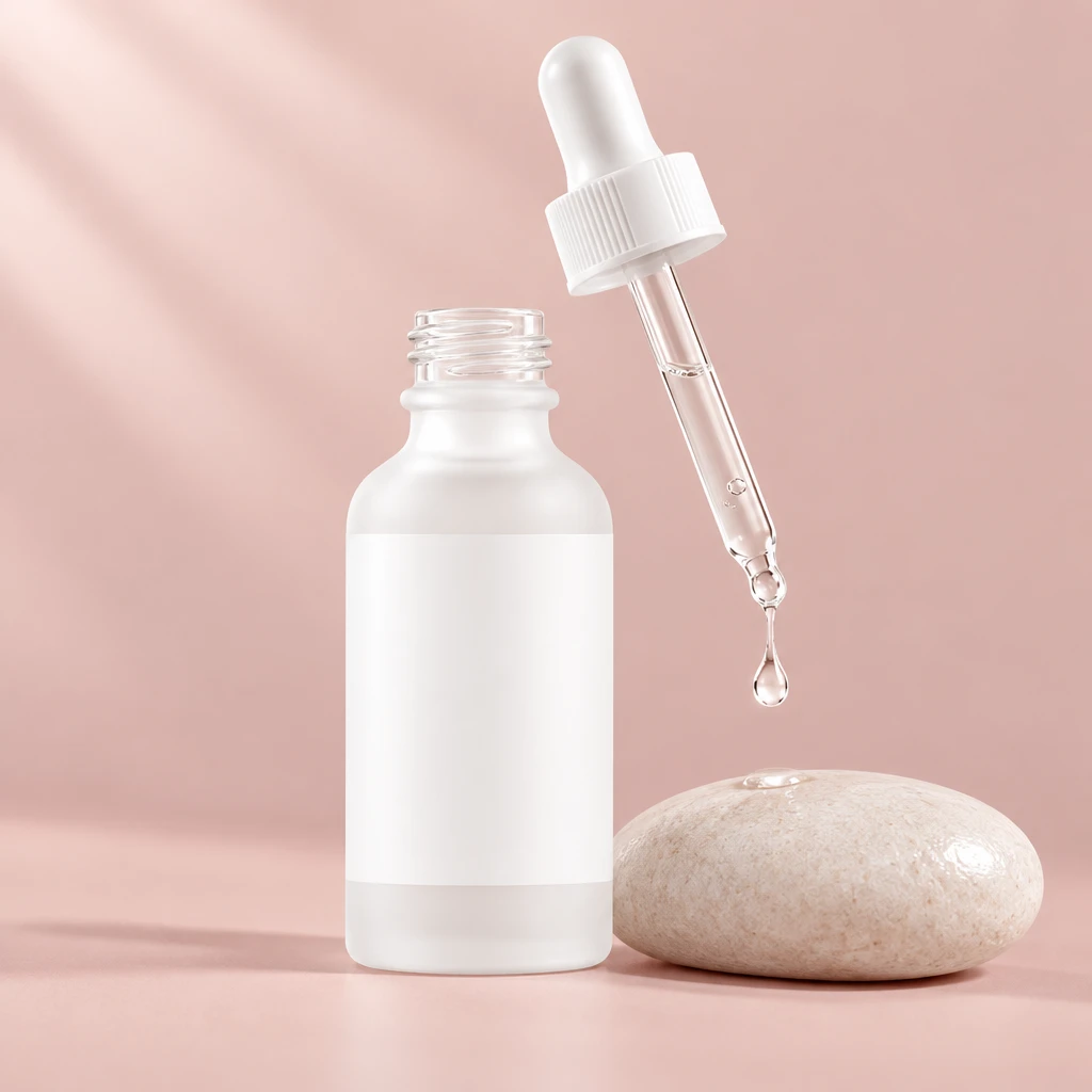 A drop of Hyaluronic Acid B5 Serum falling from the dropper